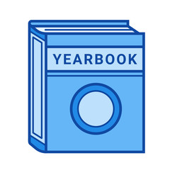 Canvas Print - Year book vector line icon isolated on white background. Year book line icon for infographic, website or app. Blue icon designed on a grid system.