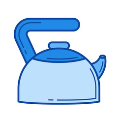 Sticker - Hot kettle vector line icon isolated on white background. Hot kettle line icon for infographic, website or app. Blue icon designed on a grid system.