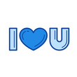 I love you vector line icon isolated on white background. I love you line icon for infographic, website or app. Blue icon designed on a grid system.