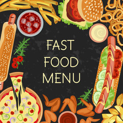 Wall Mural - Fast food menu restaurant banner 