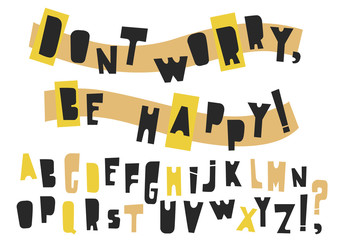 Poster - Vector uppercase modern alphabet. Cut out paper festive font.