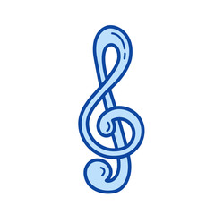 Poster - Treble clef vector line icon isolated on white background. Treble clef line icon for infographic, website or app. Blue icon designed on a grid system.