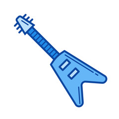 Wall Mural - Electric guitar vector line icon isolated on white background. Electric guitar line icon for infographic, website or app. Blue icon designed on a grid system.