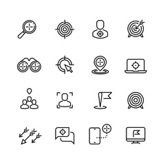 Canvas Print - Bullseye, customer focus and targeting line vector icons