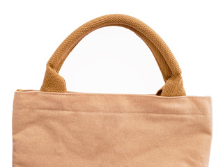 Aufkleber - Women's handbag from Brown sackcloth fabric textile isolated on white background Clipping path included