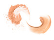 Two spiral beige sample of foundation and powder isolated on white background.