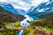 canvas print picture - Beautiful Nature Norway aerial photography.