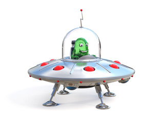Fototapete - Alien spaceship, flying saucer 3d illustration