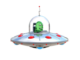 Fototapete - Alien spaceship, flying saucer 3d illustration