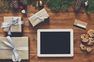 Fototapete - Christmas online shopping background
