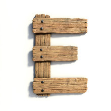 Wood Font, Plank Font Letter E