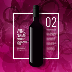 Design idea for presentation of wine bottles. Design elements separated by layers. Vector illustration