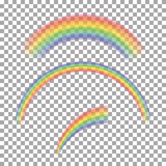 set of different realistic transparent rainbow, isolated on plaid background. rainbow effect for you