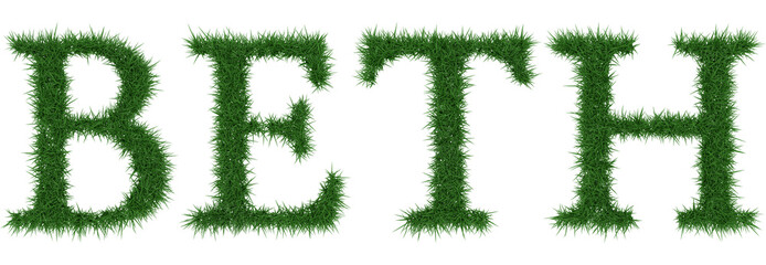 Fototapete - Beth - 3D rendering fresh Grass letters isolated on whhite background.
