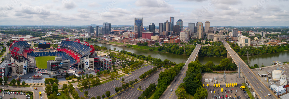 Aerial image Downtown Nashville TN USA - obrazy, fototapety, plakaty 