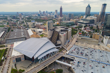 Fototapete - Aerial drone photo Downtown Atlanta GA