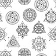 Seamless vector pattern with sacred black line shapes