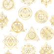 Seamless vector pattern with sacred golden shapes