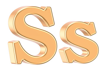 Poster - english golden letter s with serifs, 3d rendering