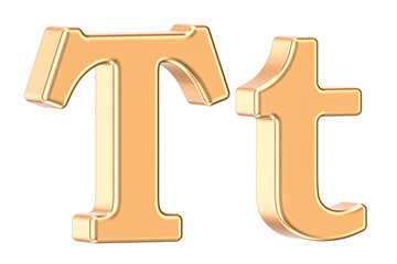 Poster - english golden letter t with serifs, 3d rendering