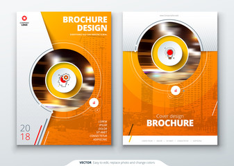 Wall Mural - cover set. orange template for brochure, banner, plackard, poster, report, catalog, magazine, flyer 