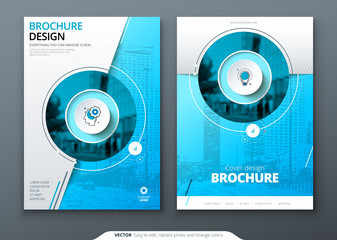 Wall Mural - cover set. blue template for brochure, banner, plackard, poster, report, catalog, magazine, flyer et