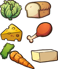 cartoon food items. vector clip art illustration with simple gradients. each on a separate layer.