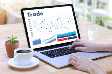 Poster - professionals working Trade  Finance Forex Graph Chart Concept manager showing reports