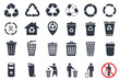trash can icons and recycle icons set