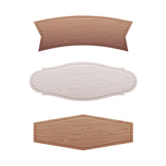 Poster - Set of empty wooden signboard