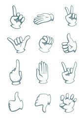 Canvas Print - Cartoon hands in different positions. Vector body part illustrations isolate on white