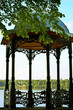 Beautiful gazebo made of forged metal. River view