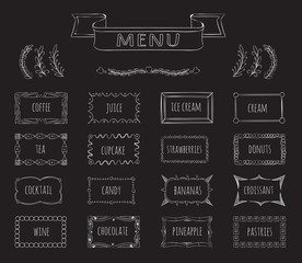 Wall Mural - Cafe blackboard menu hand drawn set