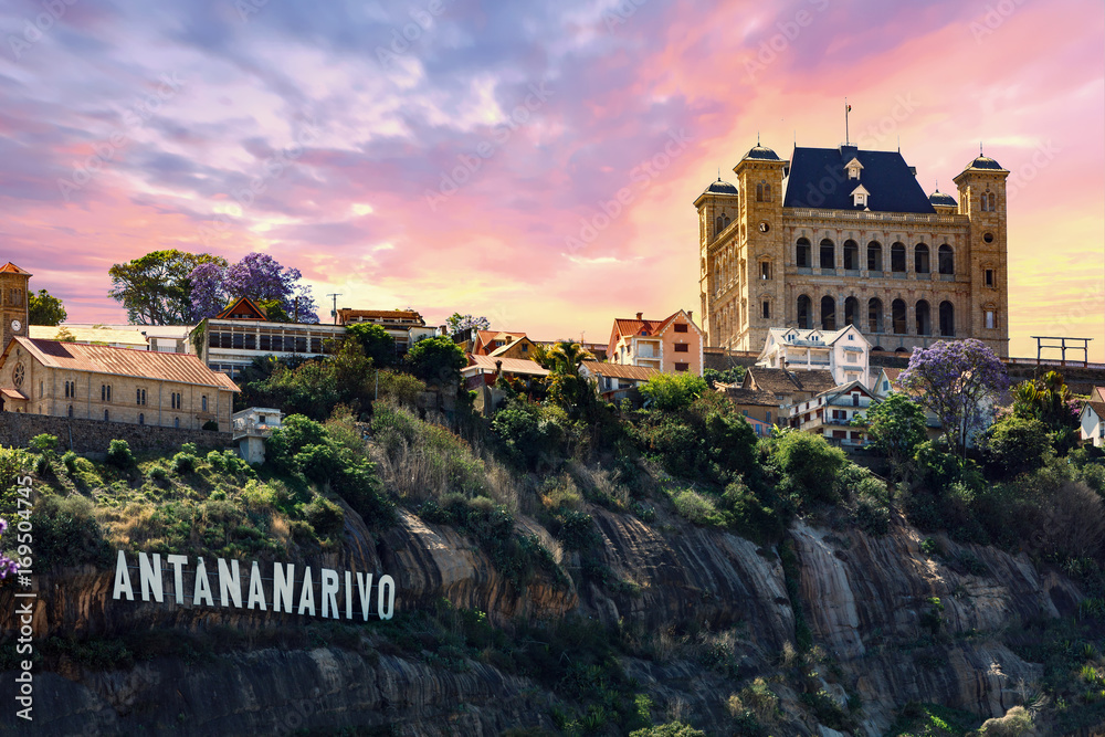 panorama of Antananarivo capital of Madagascar - obrazy, fototapety, plakaty 