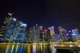 Fototapeta Nowy Jork - central business district building of Singapore city at night