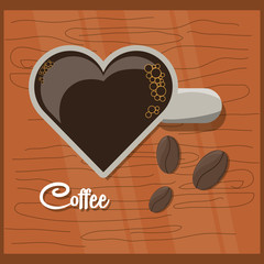 Canvas Print - flat cup of coffee in the shape of a heart vector illustration