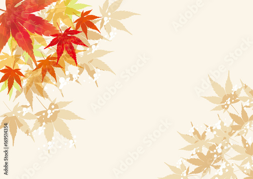 紅葉の背景 秋のイメージの背景 横 飾り枠 モミジのイラスト 背景 Background Of The Image Of Autumn Stock Vector Adobe Stock