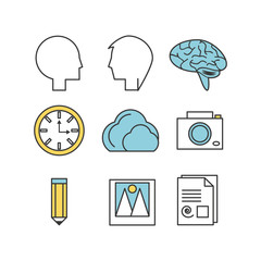 Sticker - set creative process with innovation ideas vector illustration