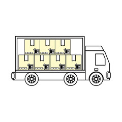 Sticker - Delivery truck vehicle icon vector illustration graphic design