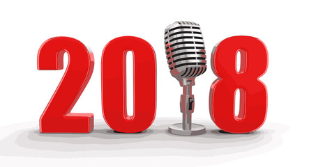 Poster - Microphone with 2018. Image with clipping path