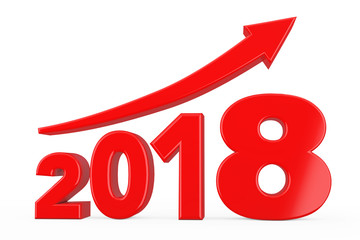 Poster - Progress Arrow in New 2018 Year Sign. 3d Rendering