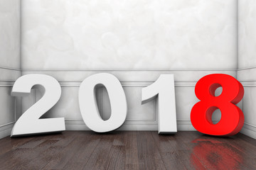 Poster - 2018 New Year Sign in Empty Room. 3d Rendering