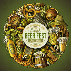 Wall Mural - Cartoon vector doodles Beer fest illustration