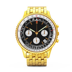 Poster - Luxury Classic Analog Men's Wrist Golden Watch. 3d Rendering