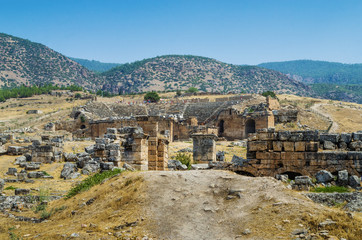 Ruins amphitheater  of the historic city of Hierapolis, Turkey