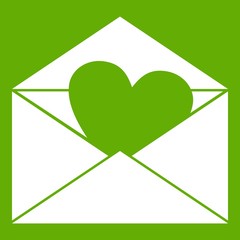 Poster - Envelope with Valentine heart icon green