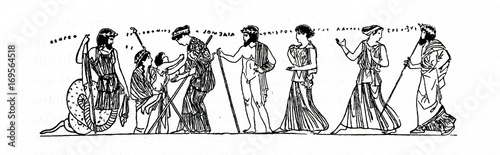 Cuadros en Lienzo Birth of Erichthonius: Athena receives the baby Erichthonius from the hands of