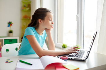 Sticker - bored girl with laptop and notebook at home