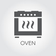 Flat icon of oven. Cooking concept. Label for kitchen interior design themes, sticker, books, pictogram for sites, apps and other projects. Vector illustration