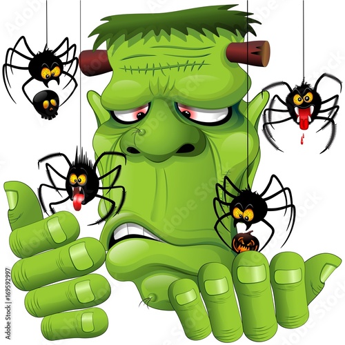 Frankenstein Spiders Pets Cartoon